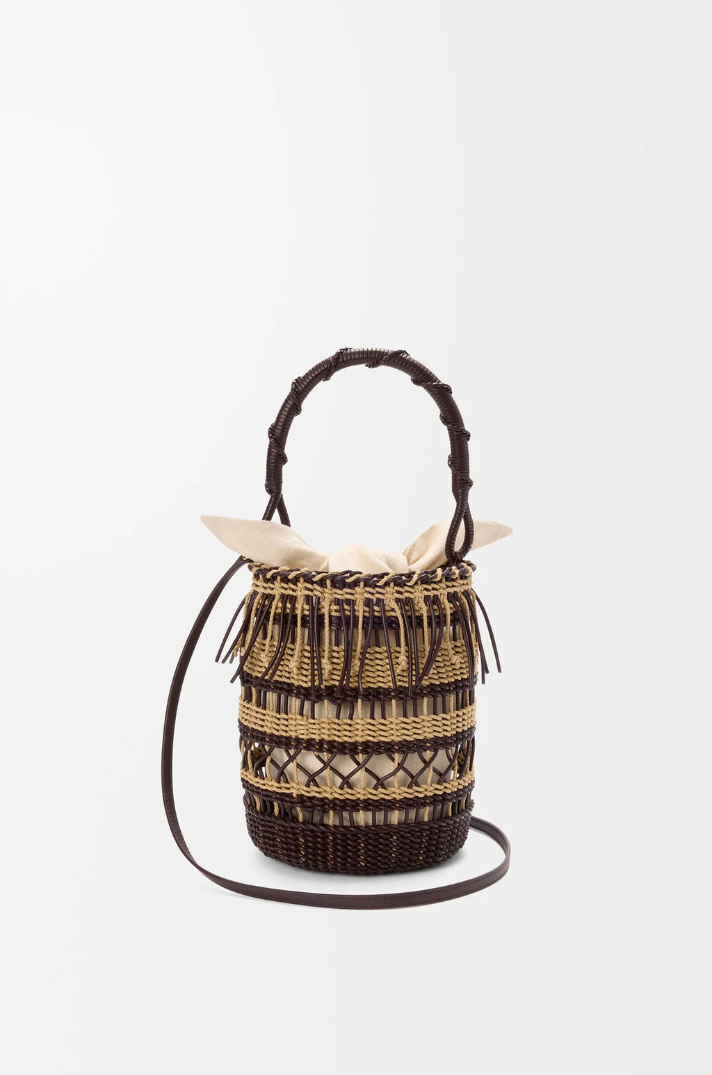 Bucket in cord and leather