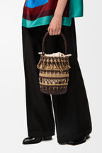 Bucket in cord and leather