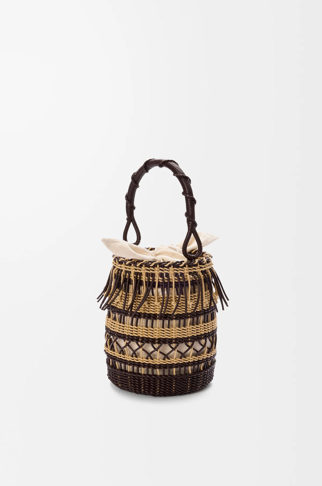 Bucket in cord and leather