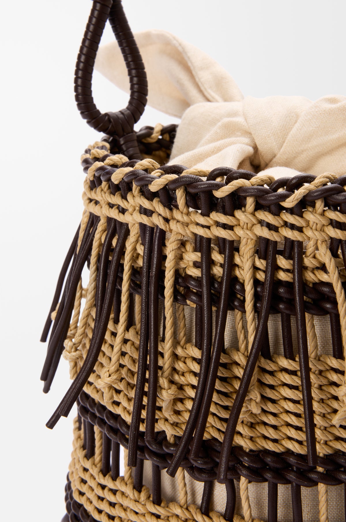 Bucket in cord and leather