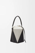 Treasure Bako bucket in canvas jacquard and calfskin