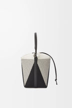 Treasure Bako bucket in canvas jacquard and calfskin