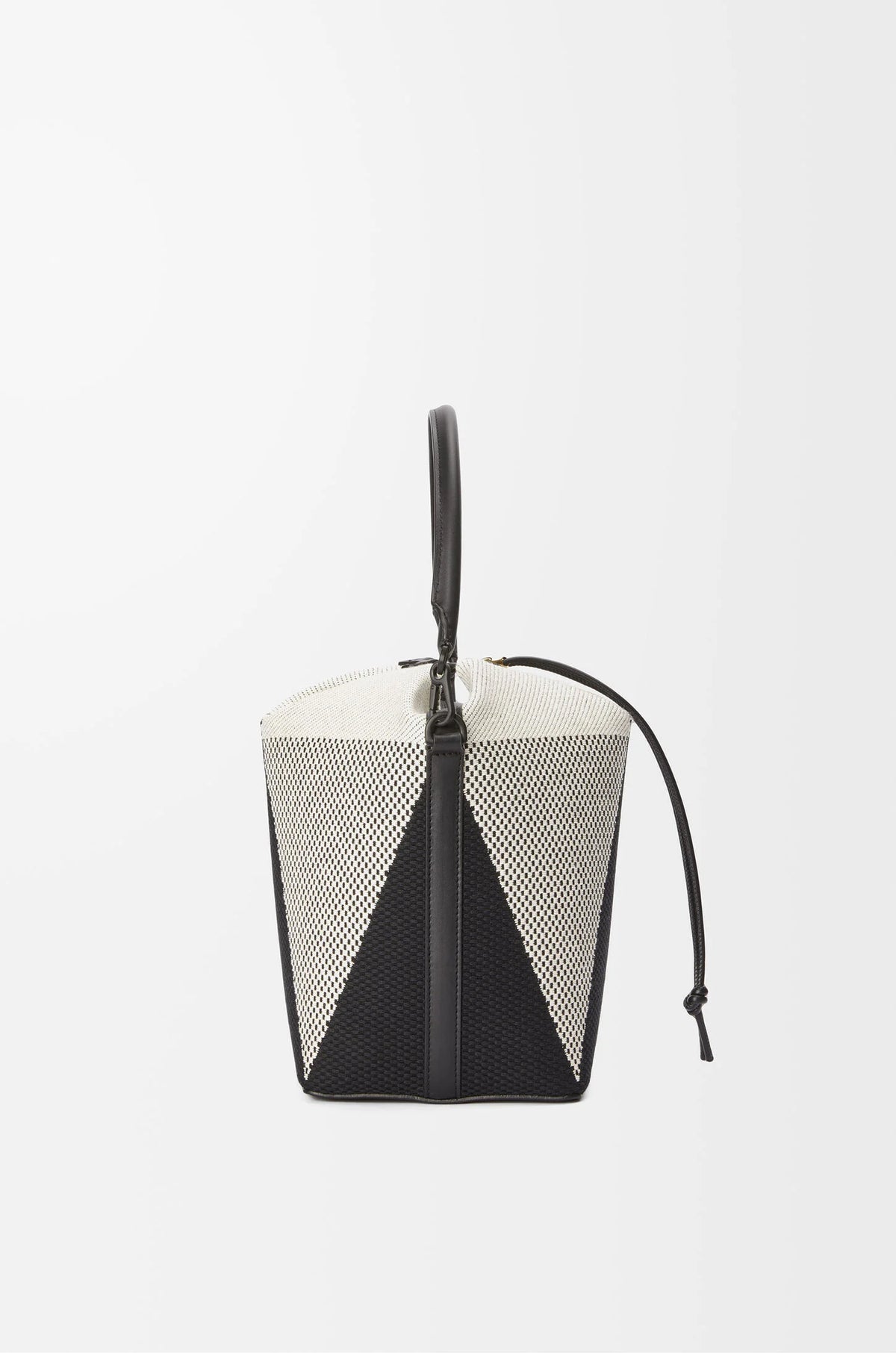 Treasure Bako bucket in canvas jacquard and calfskin