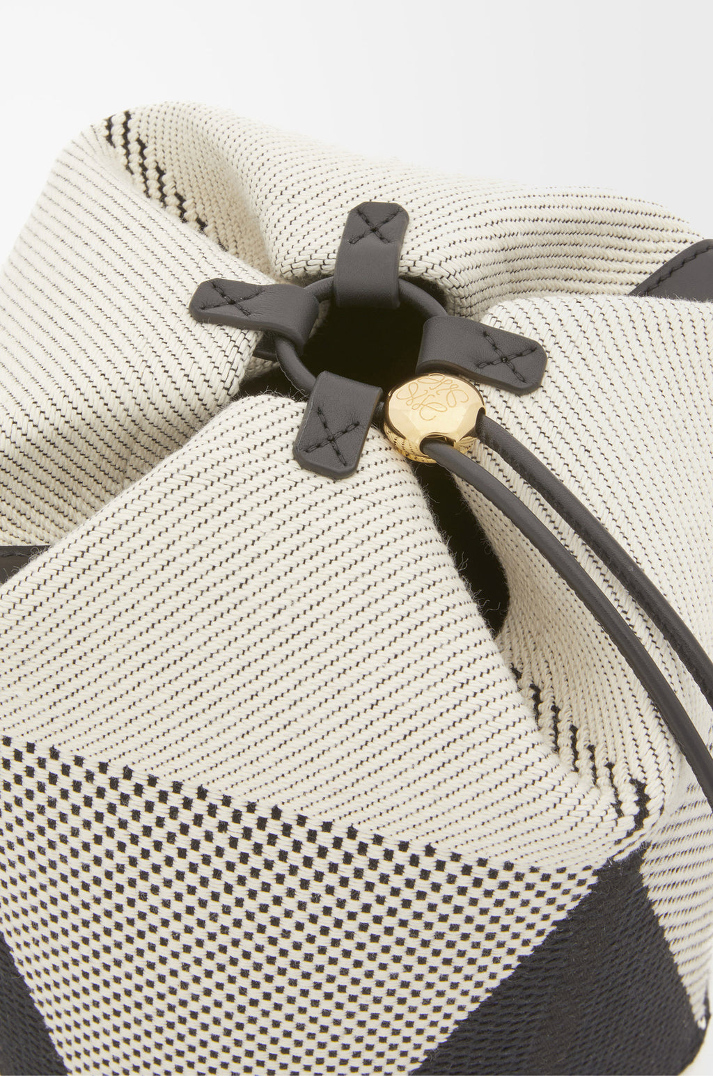 Treasure Bako bucket in canvas jacquard and calfskin