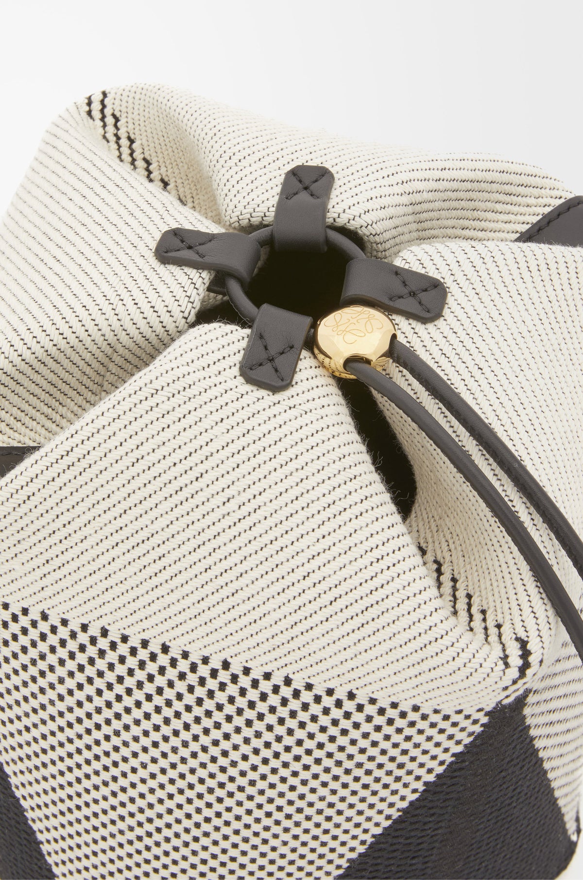 Treasure Bako bucket in canvas jacquard and calfskin