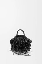 Shell bucket in woven calfskin