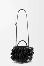 Shell bucket in woven calfskin
